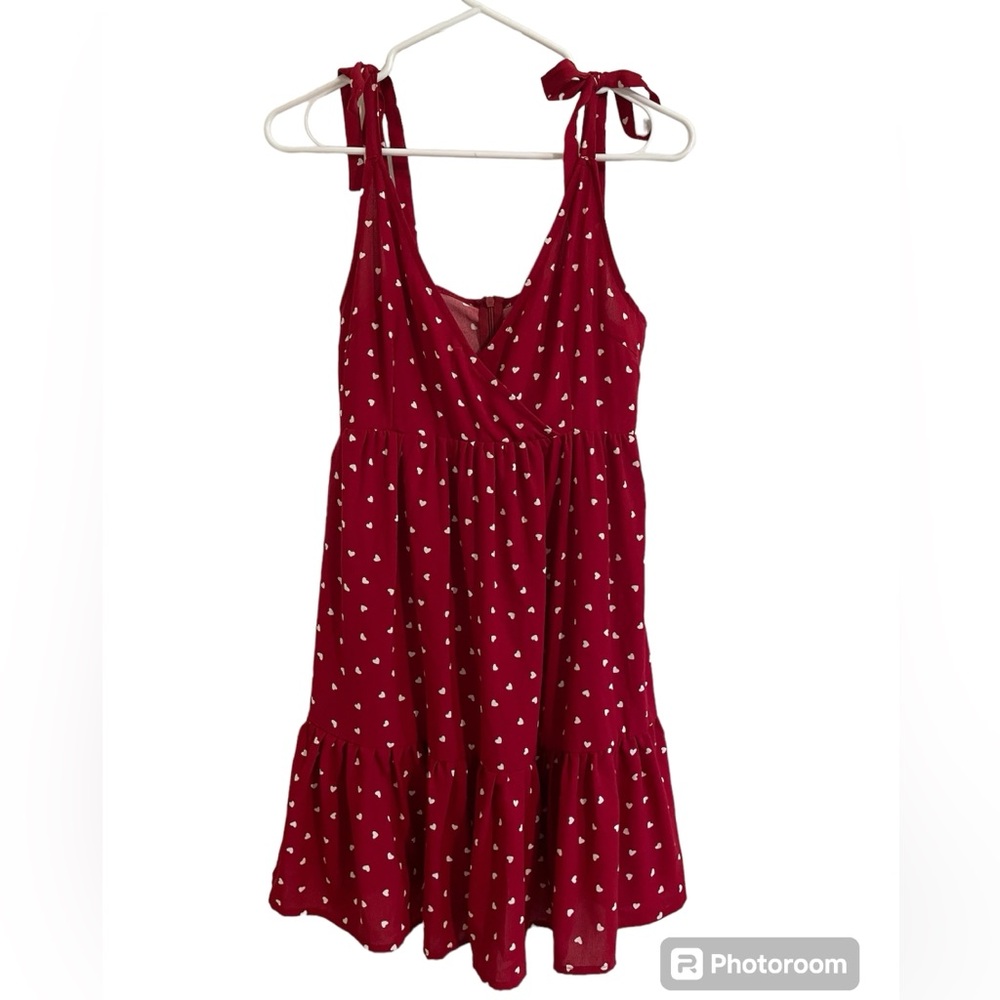 Red and white mini dress